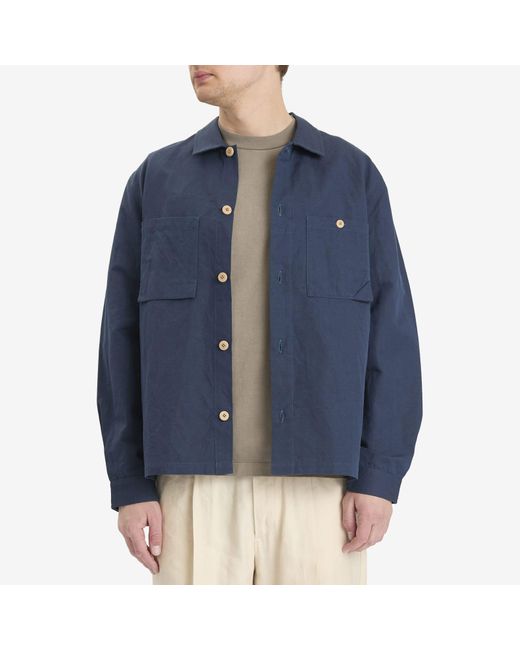 Folk Blue Anniversary Patch Overshirt for men