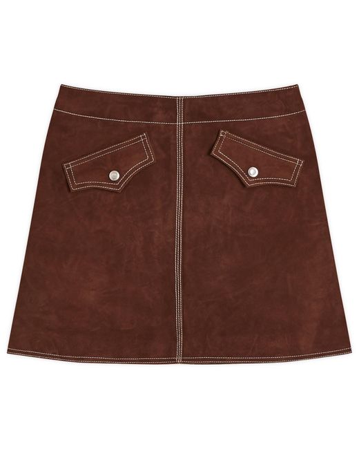 Nudie Jeans Elvy Western Suede Skirt in Brown Lyst
