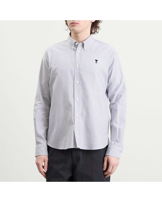 AMI Blue Contrasted Adc Classic Shirt for men