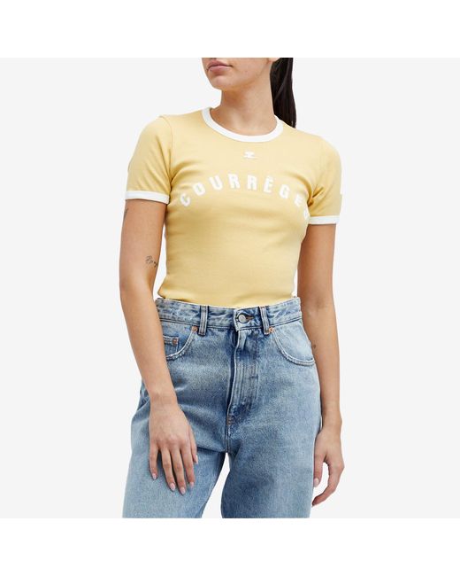 Courreges Yellow Contrast Printed T-Shirt