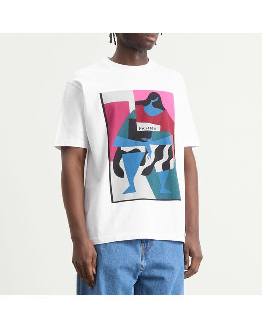 by Parra Blue Reading The Square T-Shirt for men