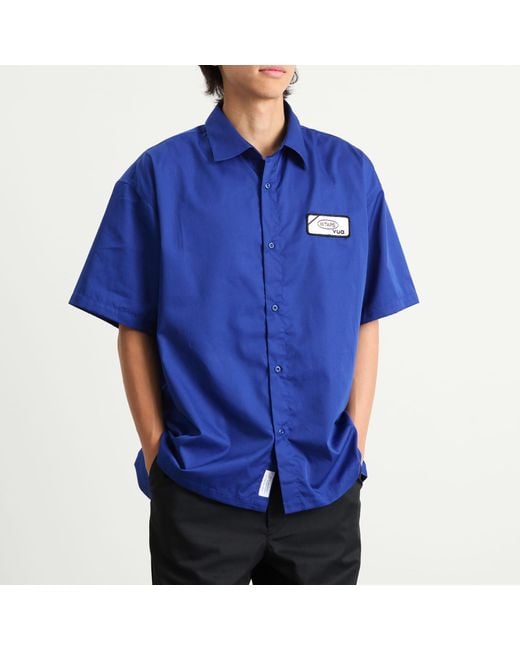(w)taps Blue Logo Work Shirt for men