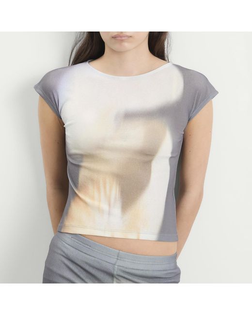 Kijun Gray Print Cap Sleeve Top