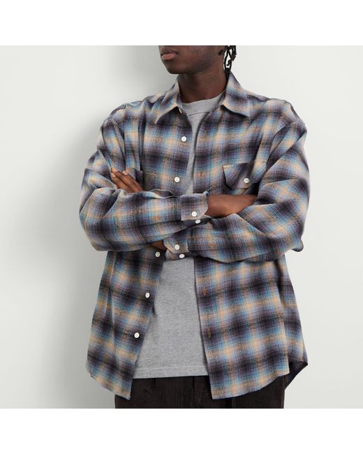 FRIZMWORKS Gray Flannel Check Work Shirt for men