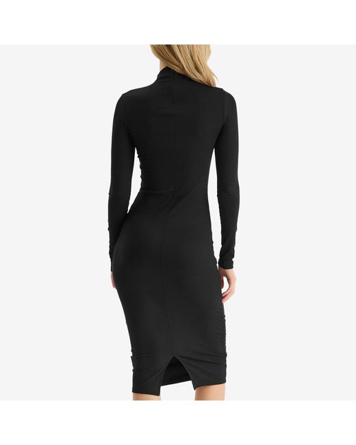 Joah Brown Black Joah Mock Neck Midi Dress