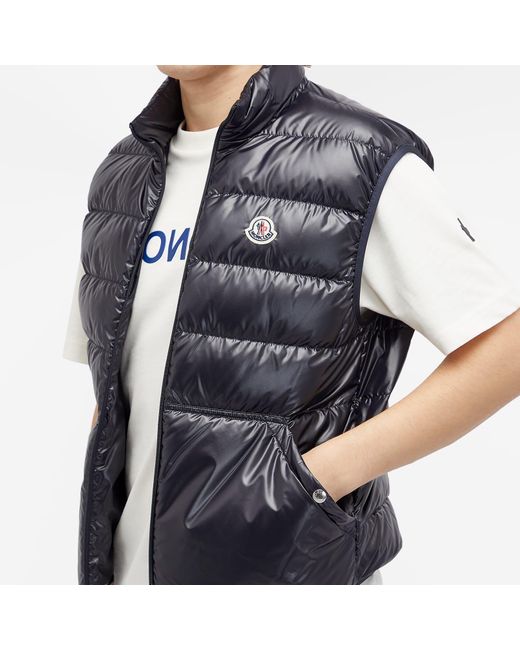 Moncler Aube High Shine Vest in Blue for Men | Lyst UK