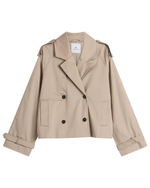 Anine Bing Natural Rickie Cropped Trench Coat