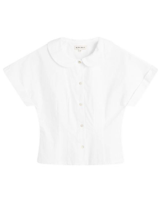 My Mum Made It White Curved Collar Cap Sleeve Shirt
