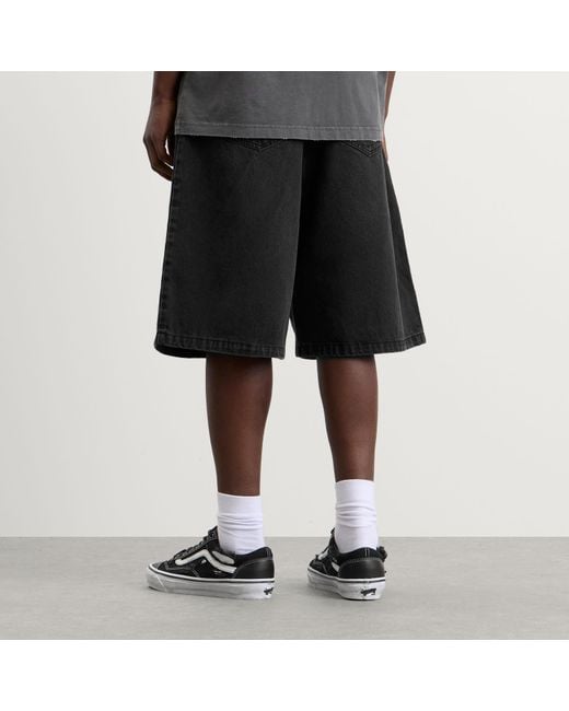 ICECREAM Black Running Dog Triple Scoop Denim Shorts for men