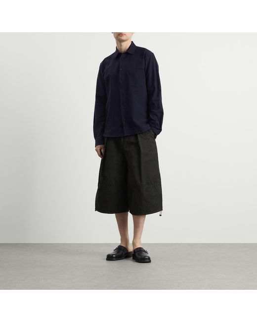 YMC Blue Curtis Seersucker Shirt for men