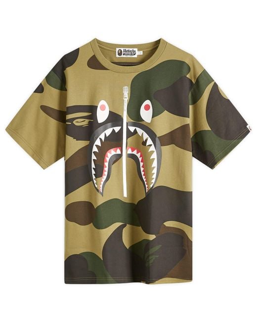 A Bathing Ape Green Giant 1St Camo Shark T-Shirt for men