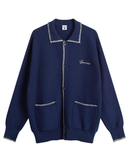 Service Works Blue Blanket Stitch Cardigan for men