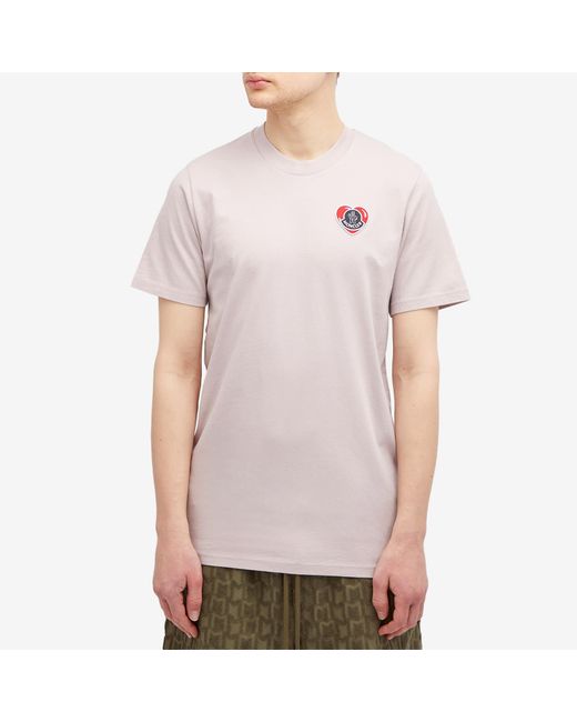 Moncler Pink Heart Badge Short Sleeve T-Shirt for men