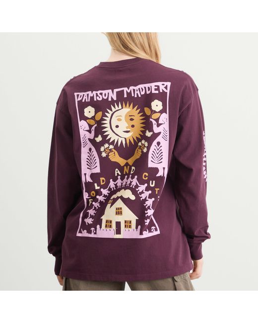 Damson Madder Purple Paper Cut Gals Long Sleeve T-Shirt