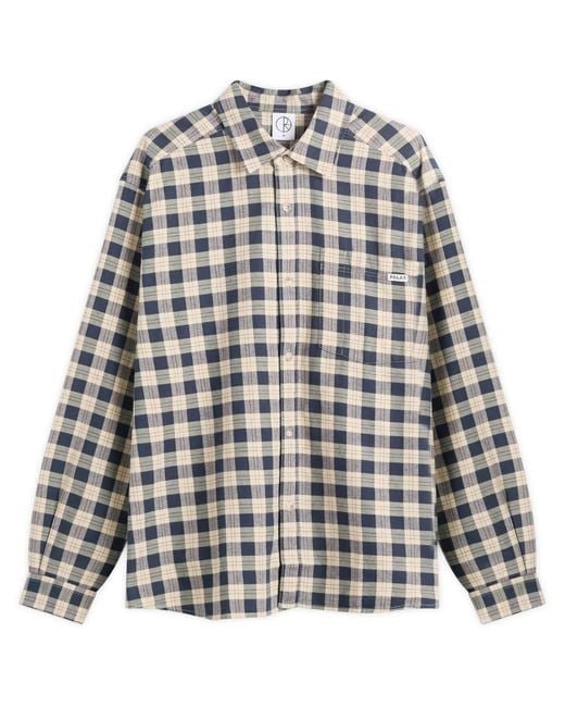 POLAR SKATE Gray Mitchell Check Shirt for men