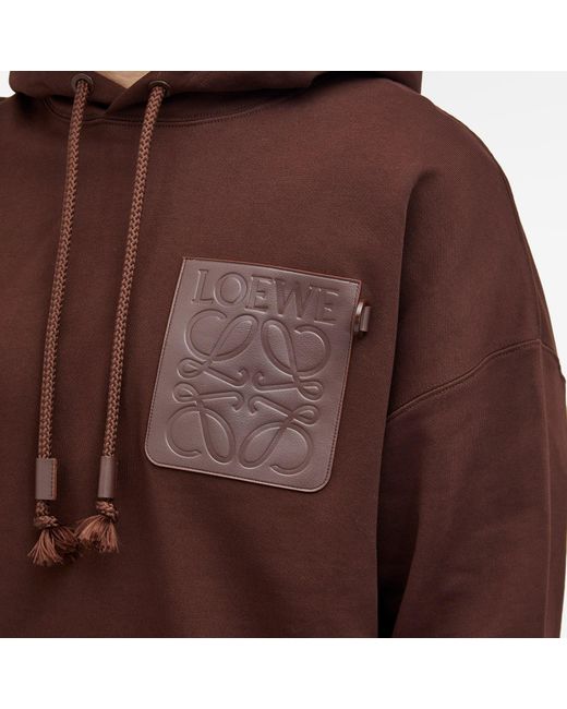 Loewe Brown Anagram Patch Pocket Hoodie for men