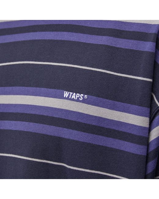 (w)taps Blue 16 Stripe T-Shirt for men