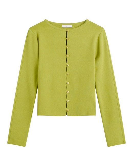 Kijun Green Button Up Knit Top