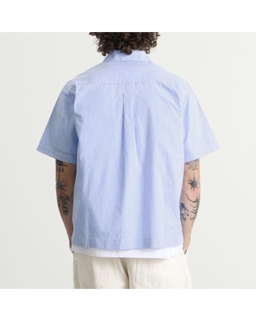 Universal Works Blue Nipon Stripe Ewan Shirt for men