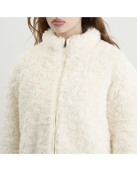 Skims Natural Faux Fur Zip Up Jacket