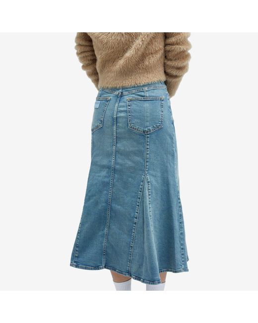 Ganni Blue Tint Denim Peplum Skirt