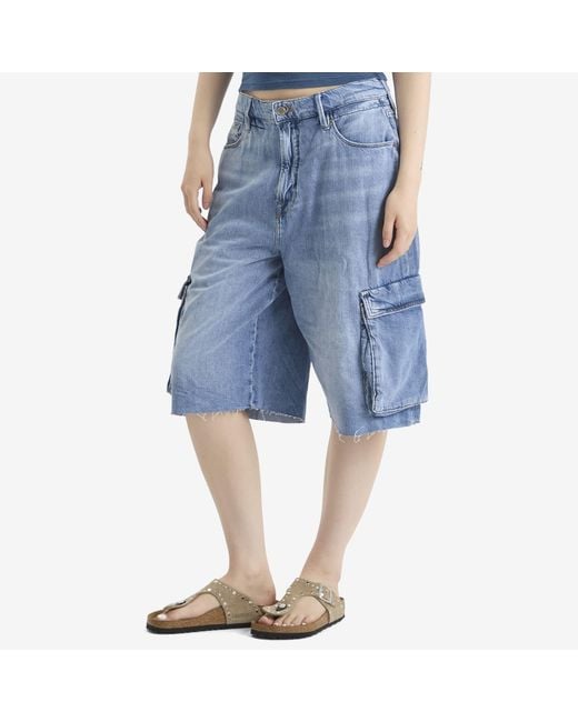 GOOD AMERICAN Blue Denim Cargo Short