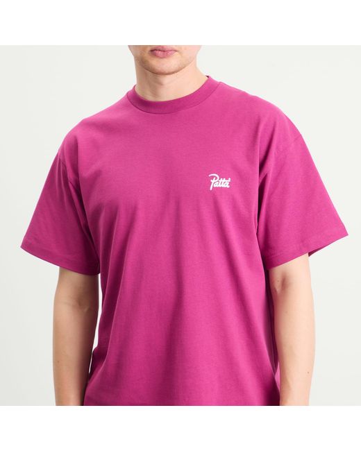 PATTA Pink Script Logo T-Shirt for men