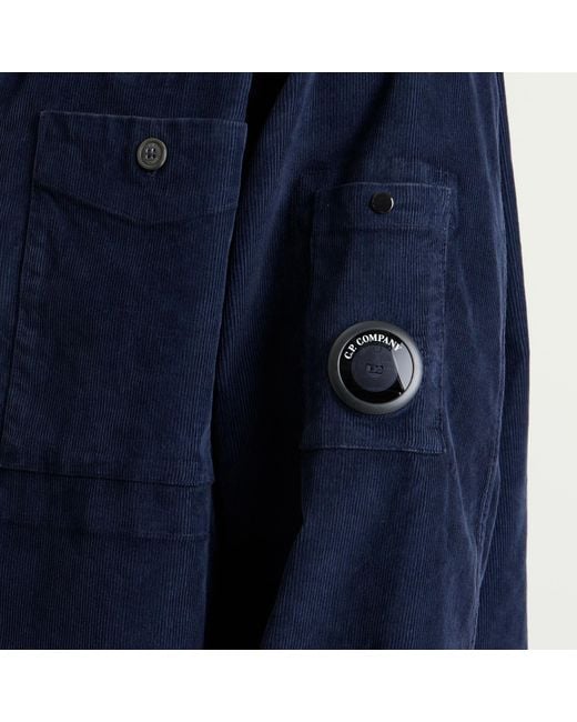 C P Company Blue Corduroy Lens Overshirt for men