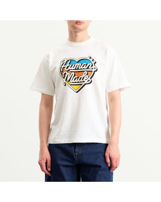 Human Made White Script Heart T-Shirt for men