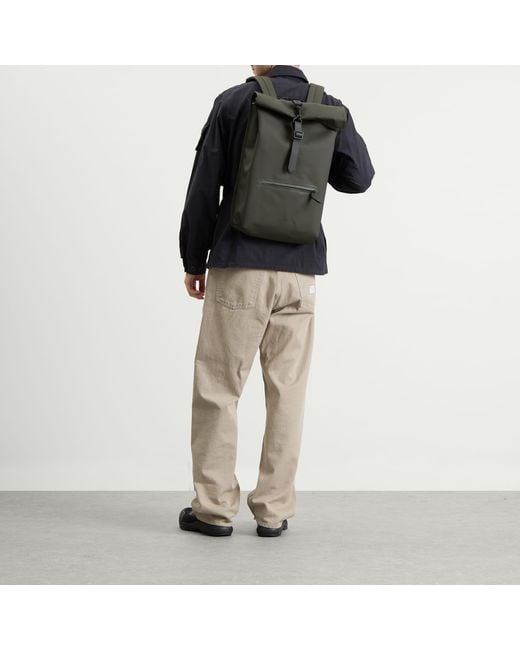 Rains Green Rolltop Rucksack for men
