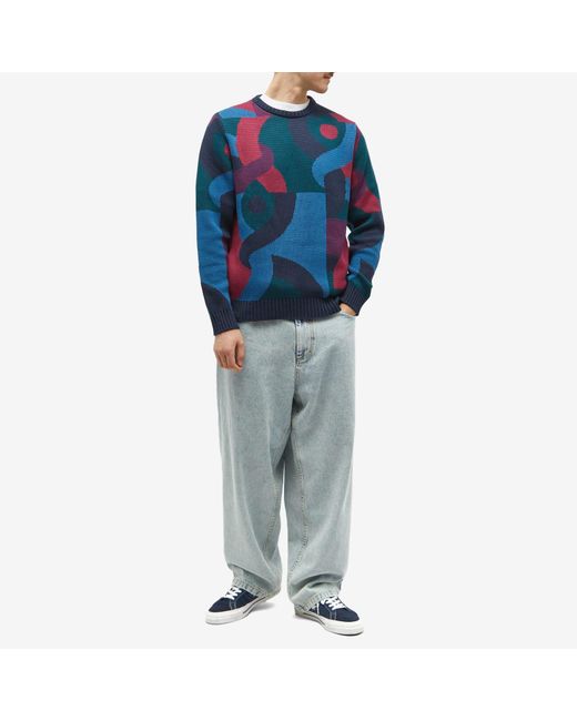 by Parra Blue Knotted Crew Knit for men