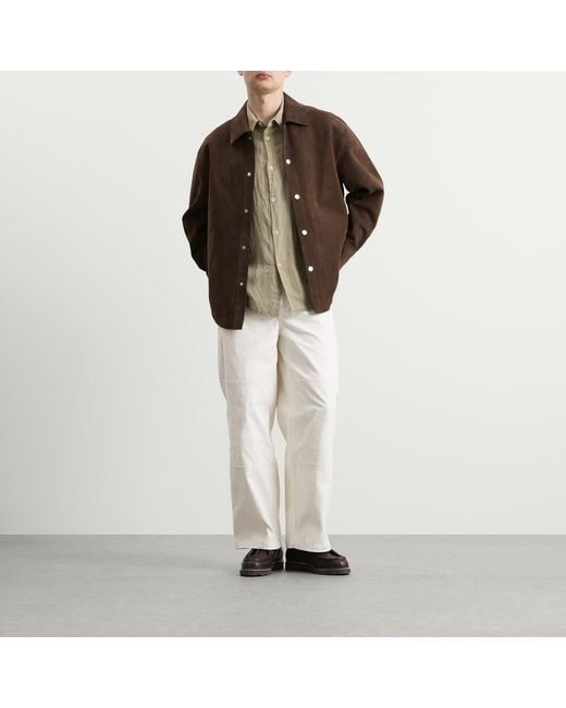 AMI Brown Suede Buttoned Overshirt for men