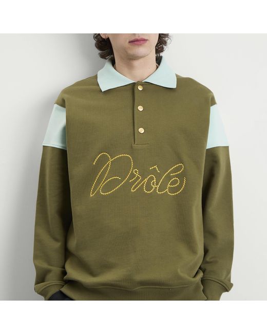 Drole de Monsieur Green Logo Braided Polo Shirt for men