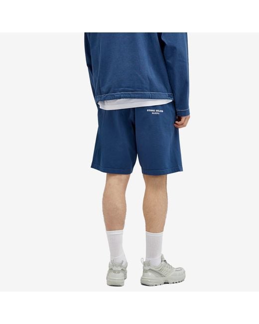 Stone Island Blue Marina Garment Dyed Sweat Shorts for men