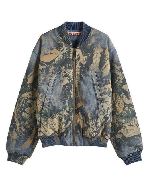 Acne Gray Oliev Denim Mossy Oak Bomber Jacket for men