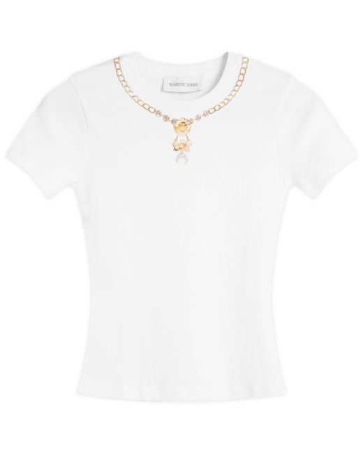 MARINE SERRE White Trompe-L'Oeil Jewelry Baby Fit T-Shirt