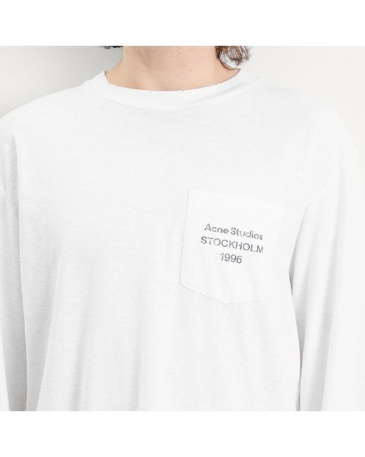 Acne Studios Long Sleeve 1996 Logo Pocket T-Shirt in White for Men