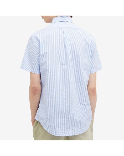 Polo Ralph Lauren Blue Stripe Seersucker Short Sleeve Shirt for men