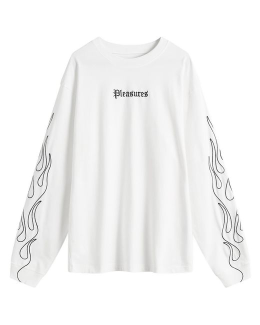 Pleasures White Fiery Heavyweight Longsleeve T-Shirt for men