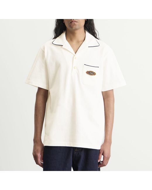 Drole de Monsieur White Open Collar Polo Shirt for men
