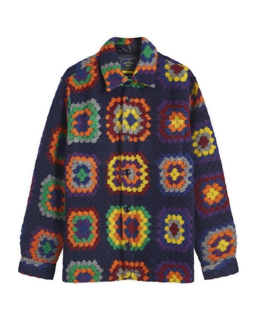 Portuguese Flannel Blue Grandma'S Quilt Overshirt for men
