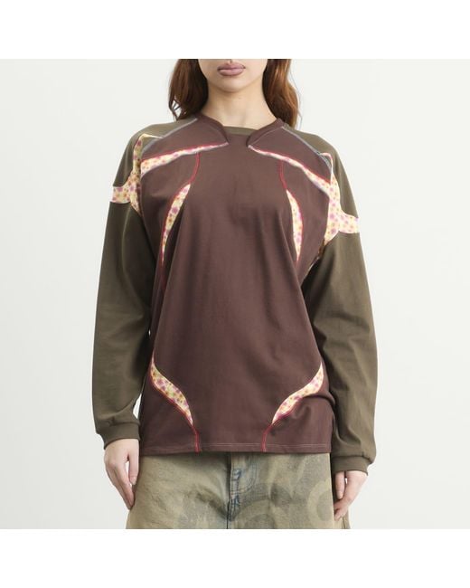 PAOLINA RUSSO Brown Sport Jersey Long Sleeve Top