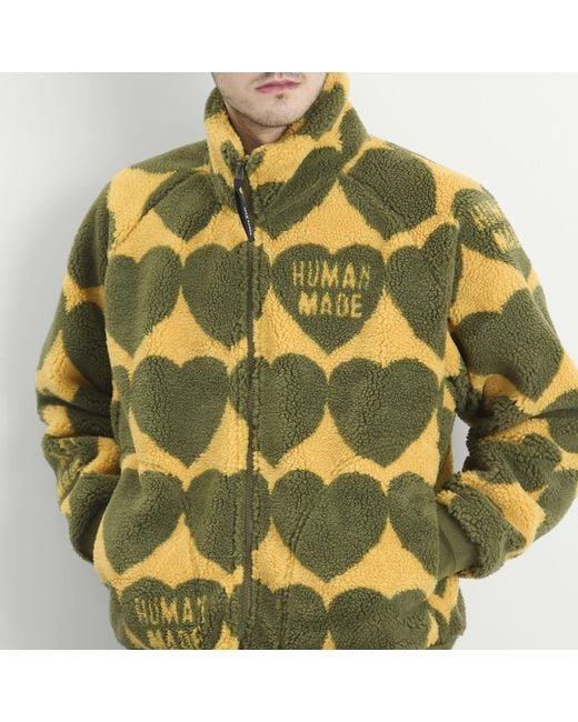 Human Made Heart Fleece Jacket in Green for Men | Lyst