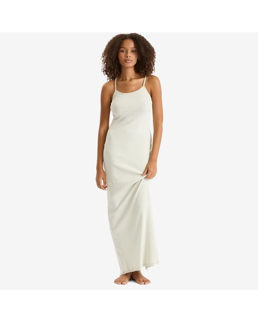 Skims White Cotton Rib Long Tank Dress