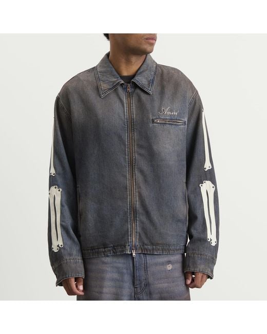 Amiri Black Lea Bones Denim Blouson for men