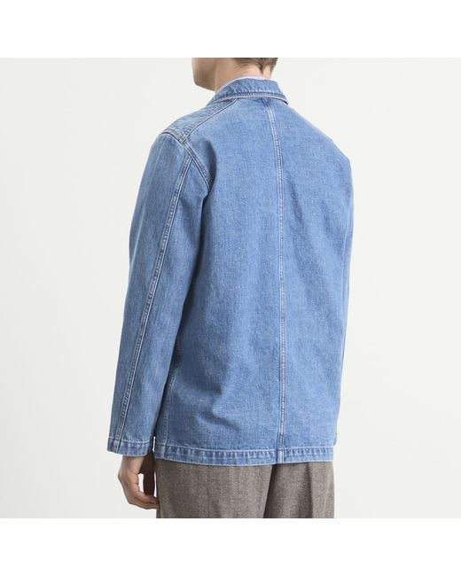 Drake's Blue Selvedge Denim Chore Jacket for men