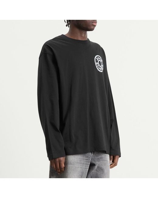 Acne Black Button Logo Long Sleeve T-Shirt for men