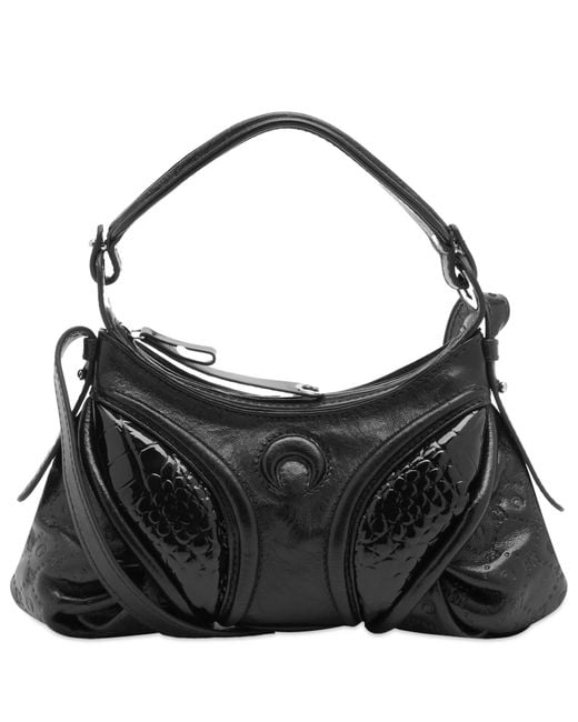 MARINE SERRE Black Embossed Leather Stardust Mini Bag