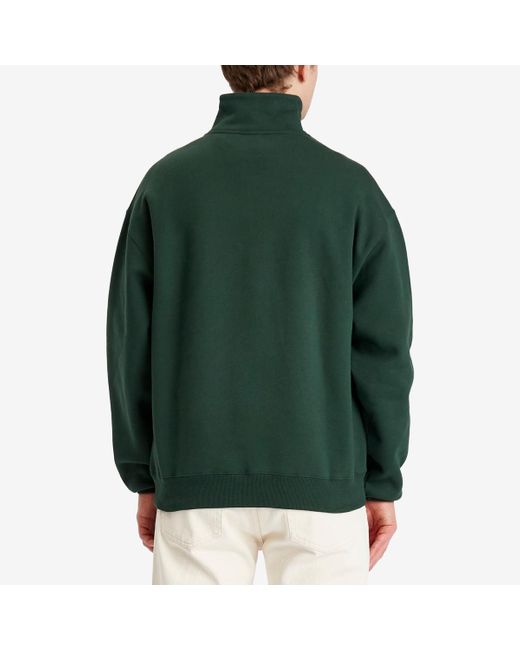 Jacquemus Green Grosgrain Patch Logo Half Zip Sweatshirt for men