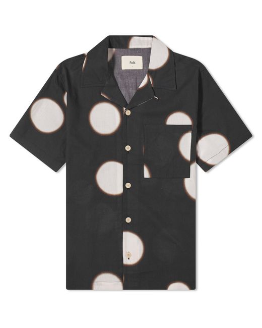 Folk Black Short Sleeve Soft Collar Shirt for men
